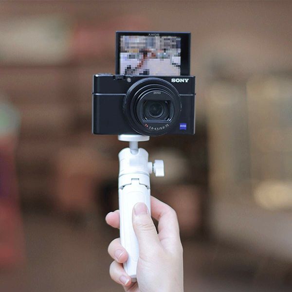 Mini Portable Camera Tripod, for iPhone/Samsung/Google Smartphone Clamp/Action Cam 1/4" Screw Vlog Table Tripod-White