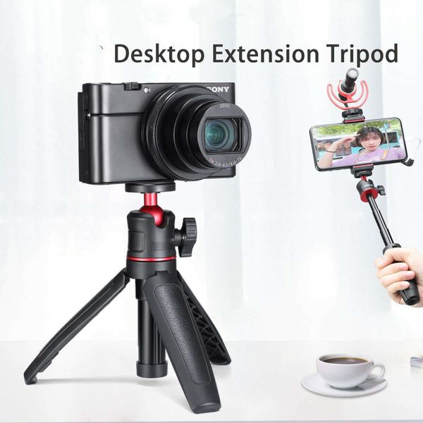 Mini Portable Camera Tripod, for iPhone/Samsung/Google Smartphone Clamp/Action Cam 1/4" Screw Vlog Table Tripod-Black