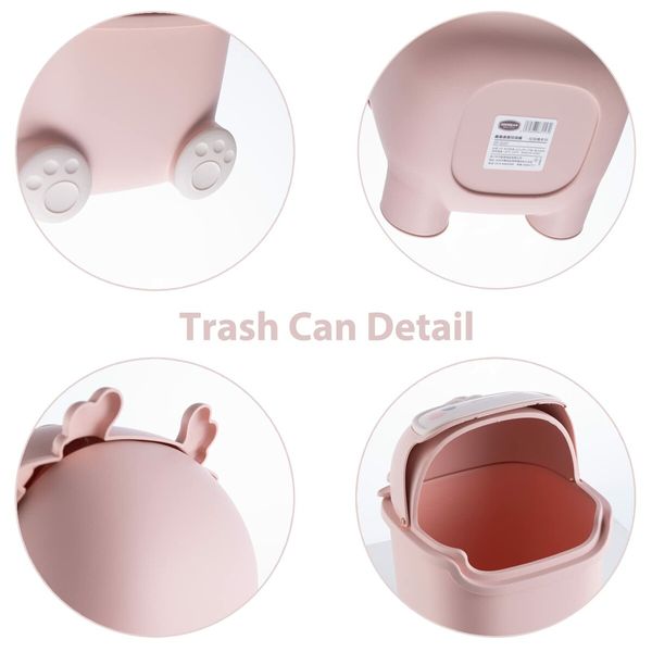 Cute Desktop Flip Trash Can Cute Animal Shape Trash for Bathrooms,Kitchens,Offices,Waste Basket for(Pink)