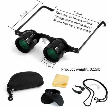 Professional Hands Free Binocular Glasses for Fishing, Theatre, Visits Green Film Optics