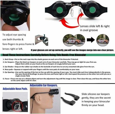 Professional Hands Free Binocular Glasses for Fishing, Theatre, Visits Green Film Optics