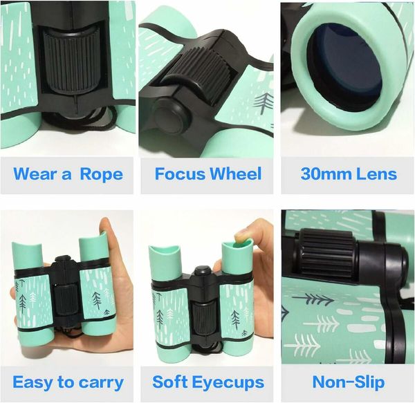 Binoculars for Kids Gift, Compact Design 4x30 Perfect for Boys and Girls (Baby Blue)