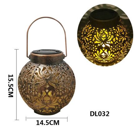 Solar Big Lantern Hanging Garden Outdoor Lights Metal Waterproof LED Table Lamp Decorative