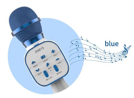 DS813 Wireless Bluetooth Karaoke Microphone Handheld Microphone Professional Speaker Music Player Gaming Mic for Home KTV Blue