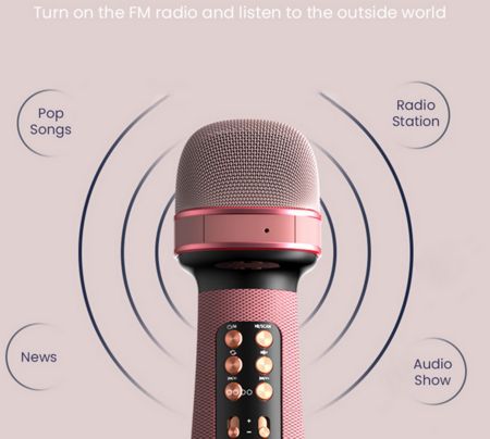 WS-898 Karaoke Bluetooth-Compatible Microphone Handheld Wireless Music Sing Mic for Home KTV Tool Friends Gift Pink