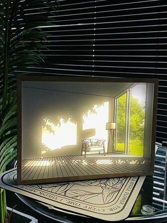 Lighting Painting Decoration,  LED Picture Frame, Dimmable for Home Decor Room Office, Desktop，Housewarming Birthday Party (House 17*22.1cm)