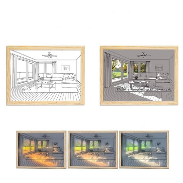 Lighting Painting Decoration,  LED Picture Frame, Dimmable for Home Decor Room Office, Desktop，Housewarming Birthday Party (Dog 17*22.1cm)