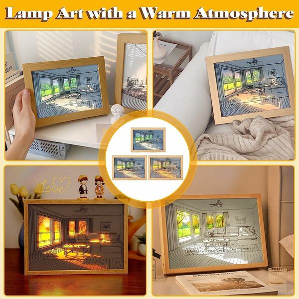 Lighting Painting Decoration,  LED Picture Frame, Dimmable for Home Decor Room Office, Desktop，Housewarming Birthday Party (Dog 17*22.1cm)