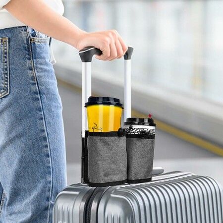 Travel Luggage Cup Holder Luggage Arm Organizer Water Cup Storage Bag Travel Cup Holder Fits All Suitcase Handles