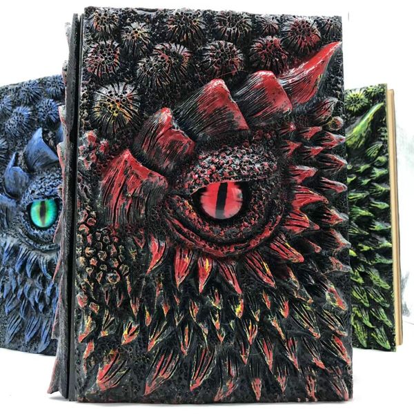 Deluxe Animated Dragon Book Dragon Book Resin Craft 224 Page Travel Notepad (red)