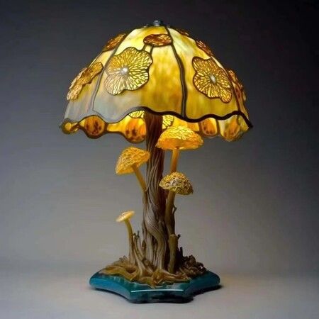 22CM Stained Glass Plant Series Table Lamp, Desk Lamps Decorative Bedside Lamp for Home Bedroom