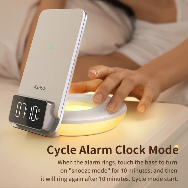 Alarm Clock with Wireless Charging And Touch Night Lamp Clock with Charging Station 15W Touch Bedside Samll Lamp with Brightness for Bedroom