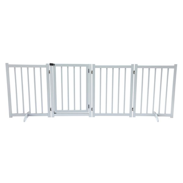 Pet Fence Dog Gate Puppy Safety Guard Indoor Wooden Playpen Foldable Freestanding Barrier Protection Net Stair Partition Grey 4Panels