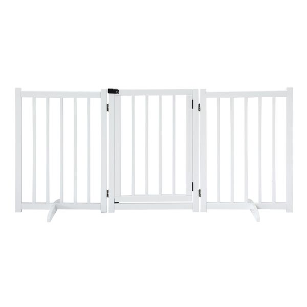 Dog Fence Pet Gate Puppy Safety Guard Indoor Wooden Playpen Foldable Cat Barrier Protection Net Stair Partition White 3Panels