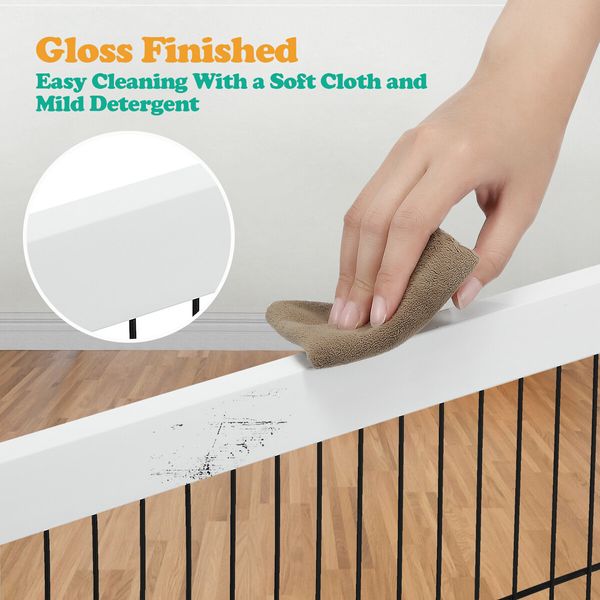 Dog Pet Fence Puppy Gate Safety Guard Indoor Wooden Playpen Foldable Cat Barrier Protection Net Stair Partition White 3Panels