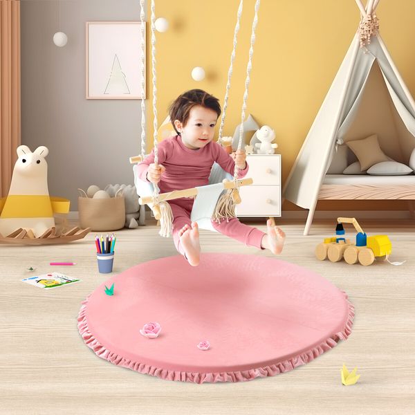 Baby Play Mat Padding Rug Memory Foam Washable Round Foldable Thick Carpet For Kids Bedroom Floor Activity Centre Pink