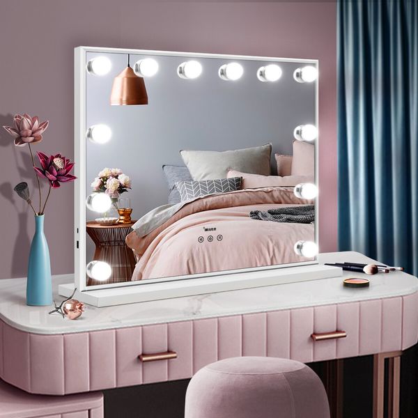 Hollywood Makeup Mirror Lights 12 LED Bulbs Vanity Lighted Beauty Touch Adjustable Brightness USB Maxkon