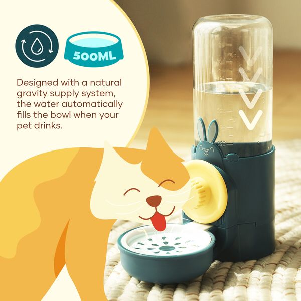 Hanging Automatic Cat Feeder 500ml Water Dispenser 1.4L Food Bowl Auto Pet Feeding Gravity for Small Medium Pets Rabbits