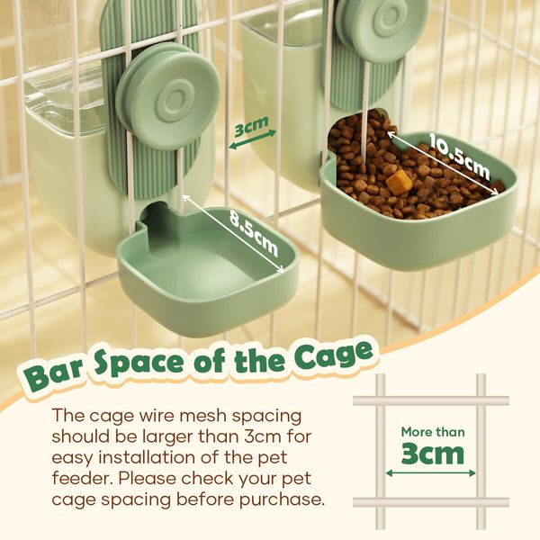 Hanging Cat Feeder Automatic Dog Pet Cage Feeding Bowl 800ml Water Bottle 870ml Food Dispenser Gravity Rabbit Kitten