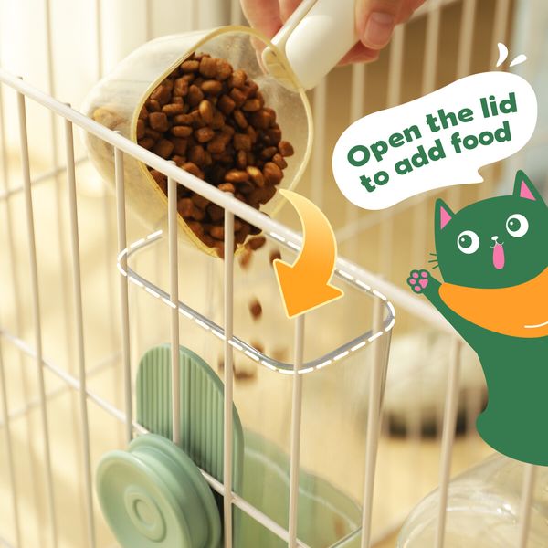 Hanging Cat Feeder Automatic Dog Pet Cage Feeding Bowl 800ml Water Bottle 870ml Food Dispenser Gravity Rabbit Kitten