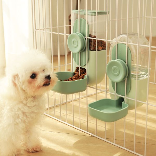 Hanging Cat Feeder Automatic Dog Pet Cage Feeding Bowl 800ml Water Bottle 870ml Food Dispenser Gravity Rabbit Kitten