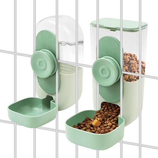 Hanging Cat Feeder Automatic Dog Pet Cage Feeding Bowl 800ml Water Bottle 870ml Food Dispenser Gravity Rabbit Kitten