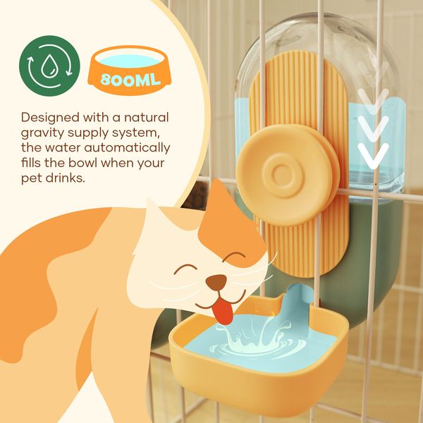 Automatic Dog Cat Feeder Hanging Pet Cage 800ml Water Dispenser 870ml Food Bowl Auto Gravity Fed Puppy Rabbit Small Pets