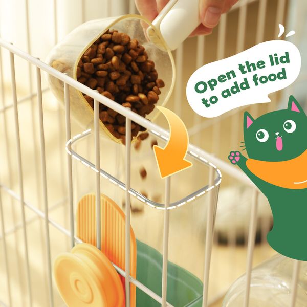 Automatic Dog Cat Feeder Hanging Pet Cage 800ml Water Dispenser 870ml Food Bowl Auto Gravity Fed Puppy Rabbit Small Pets