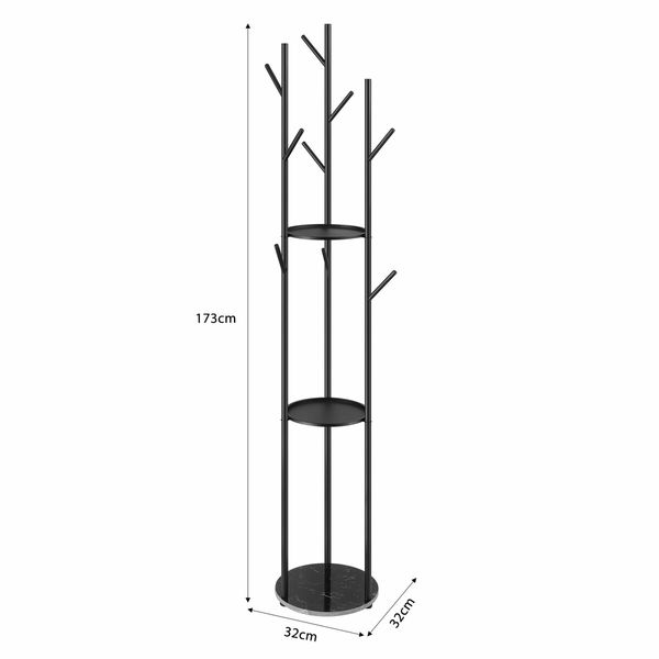 Coat Stand Clothes Rack Metal Shelving Closet Organizer Shelf Hook Hanger Scarf Cap Garment Freestanding Holder Storage