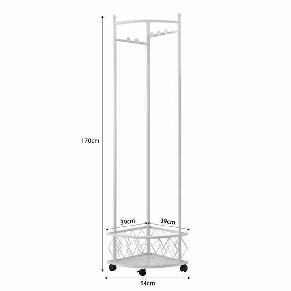 Garment Rack Movable Clothes Coat Stand Metal Shelving Closet Organizer Hat Holder Entryway Storage With Wheels Freestanding