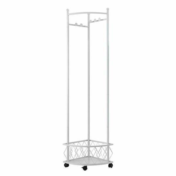 Garment Rack Movable Clothes Coat Stand Metal Shelving Closet Organizer Hat Holder Entryway Storage With Wheels Freestanding