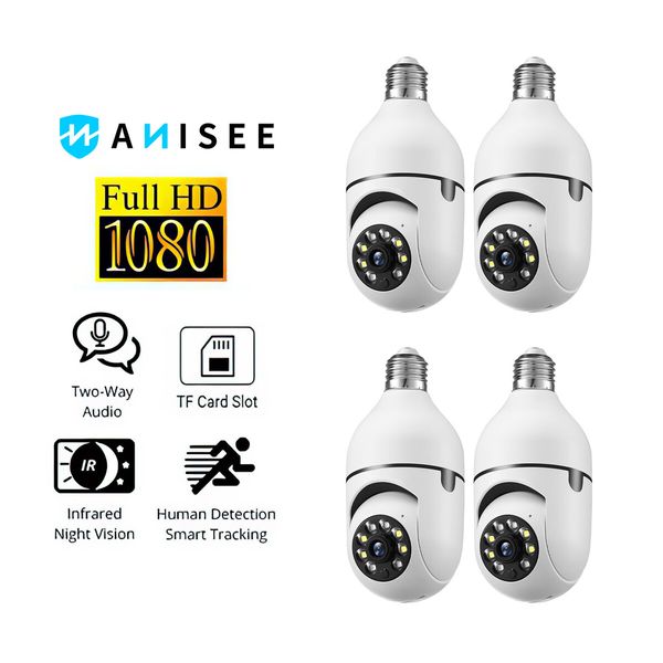 WiFi IP Camerax4 Wireless Spy Home Security CCTV Surveillance System E27 Light Bulb Outdoor PTZ IR Night Vision 2 Way Audio Full HD 1080P 2MP