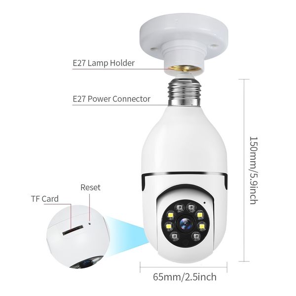 WiFi IP Camerax4 Wireless Spy Home Security CCTV Surveillance System E27 Light Bulb Outdoor PTZ IR Night Vision 2 Way Audio Full HD 1080P 2MP