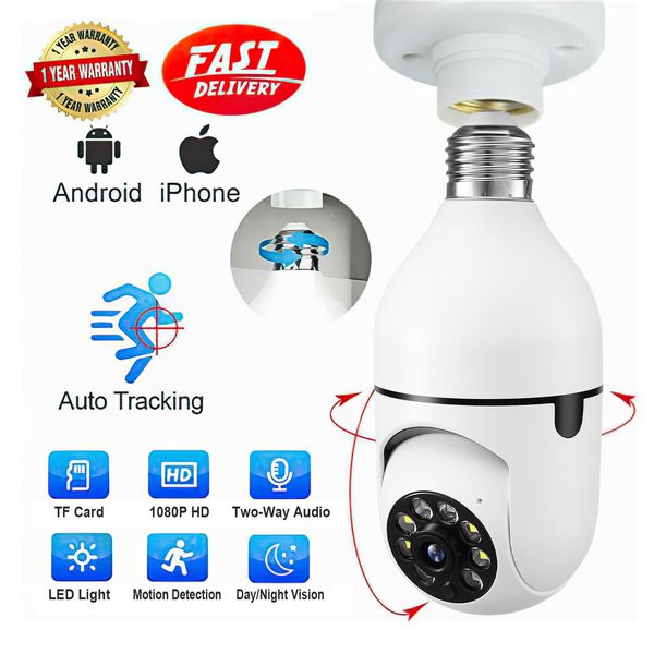 WiFi IP Camerax4 Wireless Spy Home Security CCTV Surveillance System E27 Light Bulb Outdoor PTZ IR Night Vision 2 Way Audio Full HD 1080P 2MP