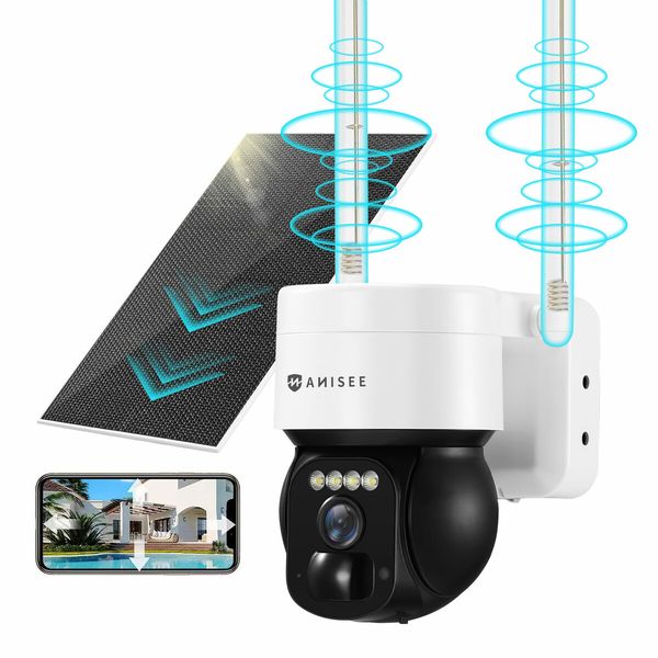 Solar WIFI Security Camerax2 Battery Outdoor Wireless CCTV PTZ Spy Surveillance 2K  Home Dual Lens 5dBi 3MP PIR Detect Night Vision IP66