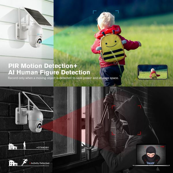 PTZ Security Camerax4 Home CCTV House Spy Solar Wireless WiFi Surveillance System Outdoor SIM Card Batteries