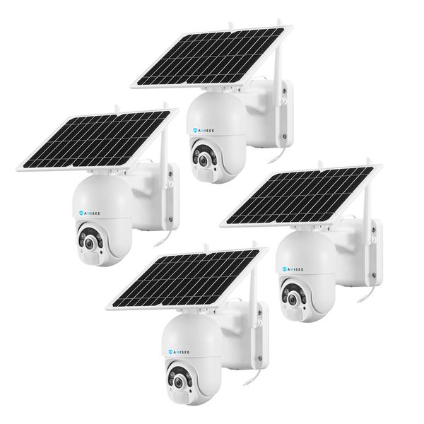 PTZ Security Camerax4 Home CCTV House Spy Solar Wireless WiFi Surveillance System Outdoor SIM Card Batteries