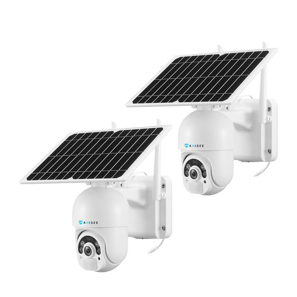 PTZ Security Camerax2 Home CCTV House Spy Solar Wireless WiFi Surveillance System Outdoor SIM Card Batteries