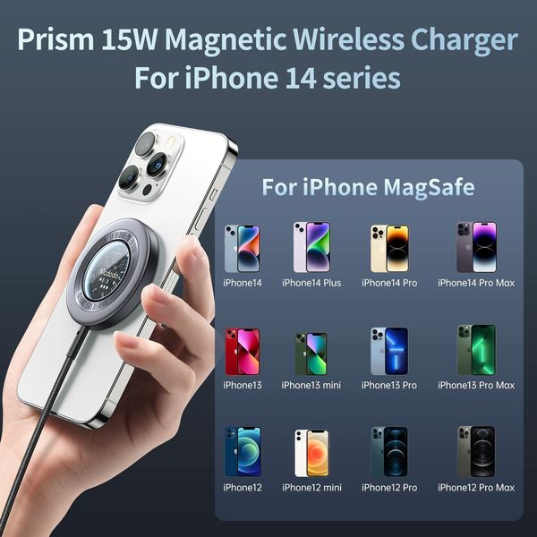 Magnetic Wireless Charger,Wireless Charging Pad 15W Fast iPhone Magsafe Charger Compatible with iPhone 14/14 Pro/14 Pro Max/13/12 Series