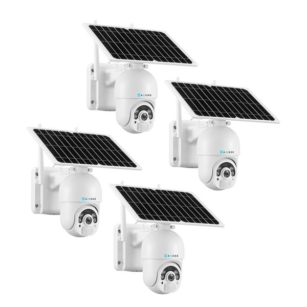 4G LTE Security Camerax4 Home House CCTV Spy Wireless Solar WiFi Surveillance System Outdoor PTZ SIM Card Batteries