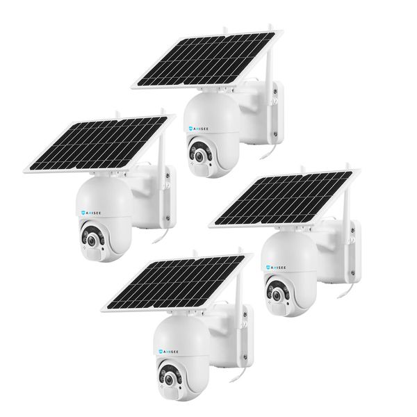 4G LTE Security Camerax4 Home House CCTV Spy Wireless Solar WiFi Surveillance System Outdoor PTZ SIM Card Batteries