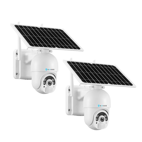 4G LTE Security Camerax2 Home House CCTV Spy Wireless Solar WiFi Surveillance System Outdoor PTZ SIM Card Batteries