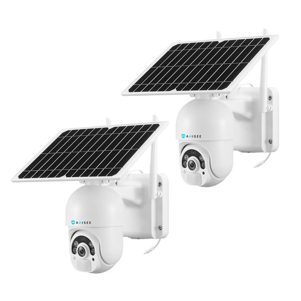 4G LTE Security Camerax2 Home House CCTV Spy Wireless Solar WiFi Surveillance System Outdoor PTZ SIM Card Batteries