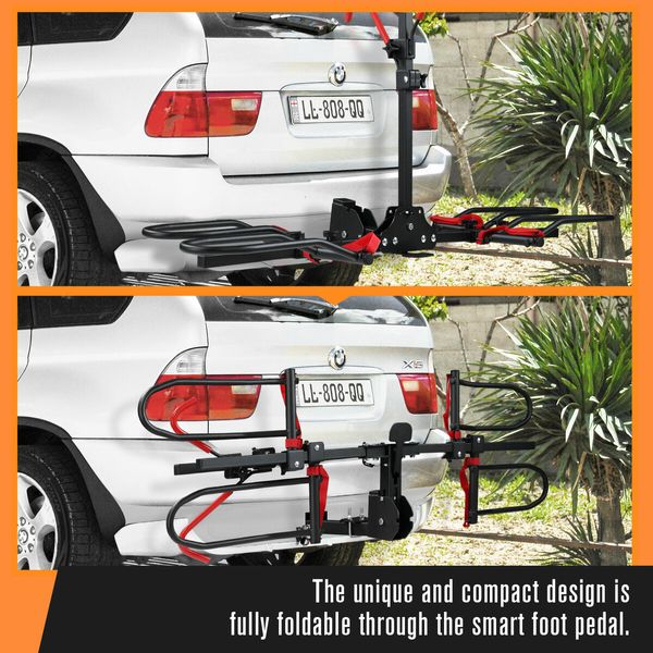 2 Ebike Rack for Car Mountain Bicycle Carrier Stand Rear Mount Storage Platform Holder 2 Inch Foldable Tilt with Lock