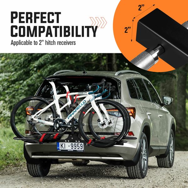 2 Ebike Rack for Car Mountain Bicycle Carrier Stand Rear Mount Storage Platform Holder 2 Inch Foldable Tilt with Lock