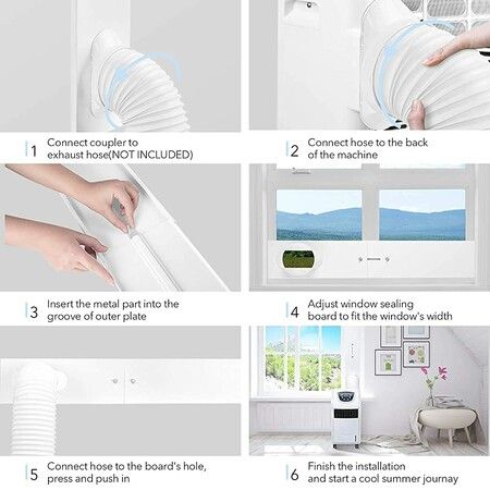 Portable Air conditioner Window Kit,Adjustable Vertical/Horizontal Sliding Window Kit Plate for AC Unit,AC Window Vent Kit,AC Window Seal Suitable for 5.9" AC Exhaust Hose