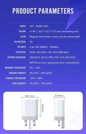 20W PD USB C Fast Wall Charger Apple Charging Cord for iPhone 14/14 Pro/13/13 Pro  iPad Android