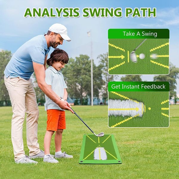 Golf Training Mat for Swing Detection Batting, Premium Golf Impact Mat, Path Feedback Golf Tee Mat, Advanced Golf Impact Mat for Indoor Outdoor Golf Training Aids