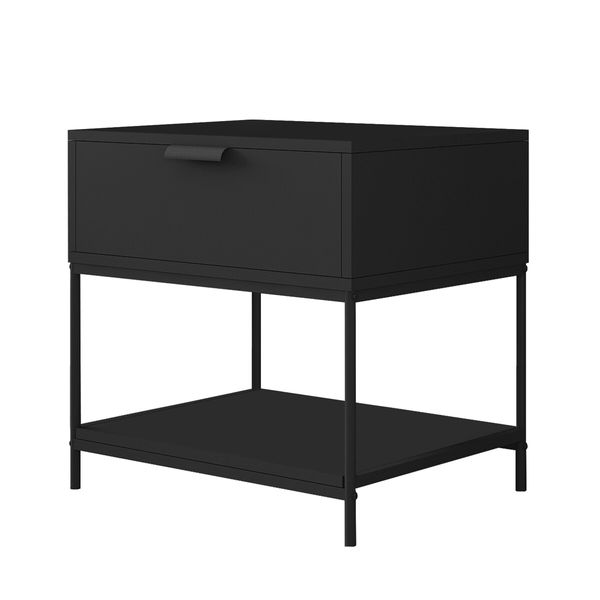 Black Bedside Table Side Cabinet Chest of Drawer Lamp Nightstand Sofa End Storage Bedroom Furniture Modern 50x40x50cm