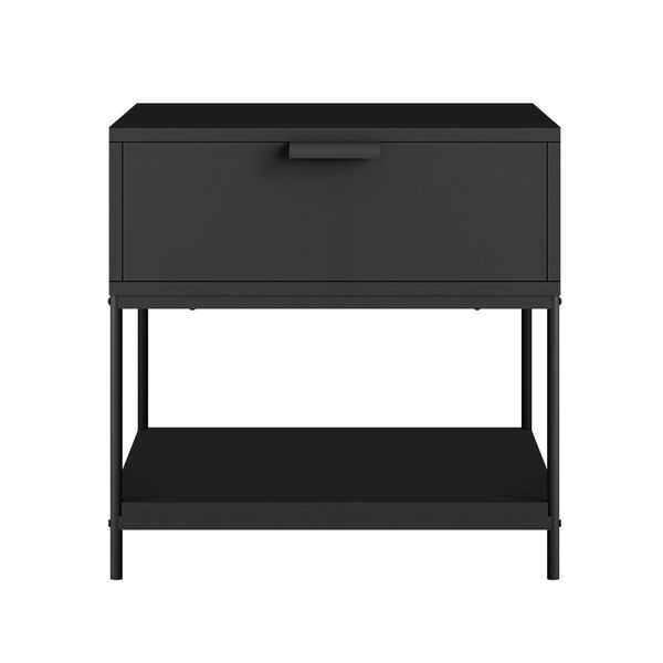 Black Bedside Table Side Cabinet Chest of Drawer Lamp Nightstand Sofa End Storage Bedroom Furniture Modern 50x40x50cm